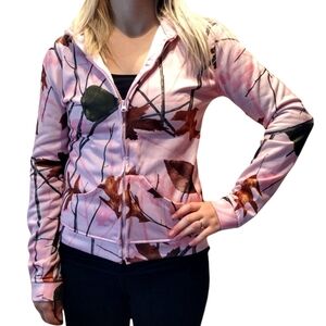 Burly Girl pink camo long sleeved zip hoodie